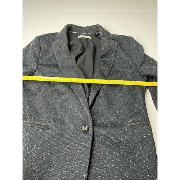 Esprit Black Gray Twill Blazer Suit Size 8 One Button Patches on sleeves - Picture 12 of 16